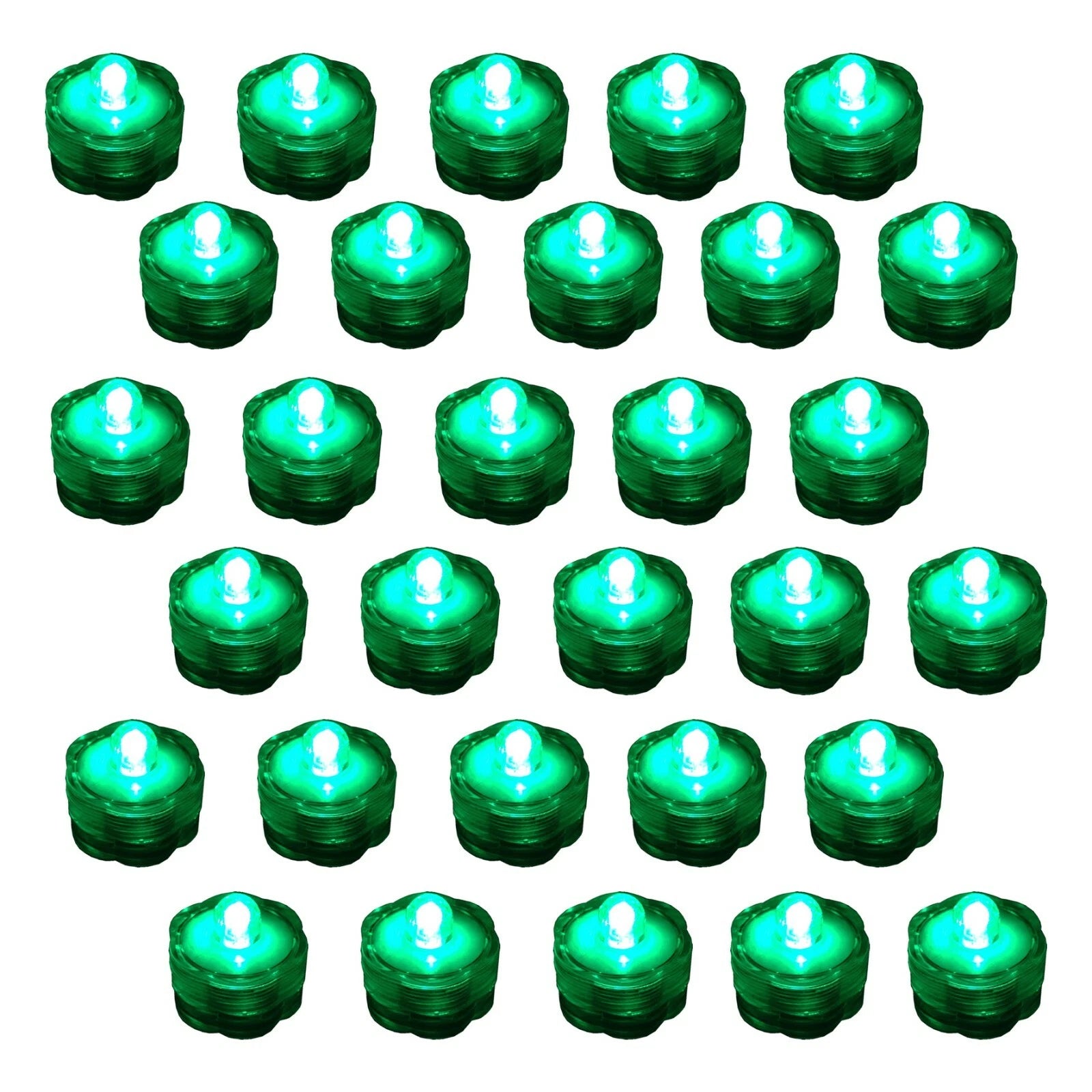 30 Pack Green Submersible Waterproof Underwater Battery LED Tea Light Wedding