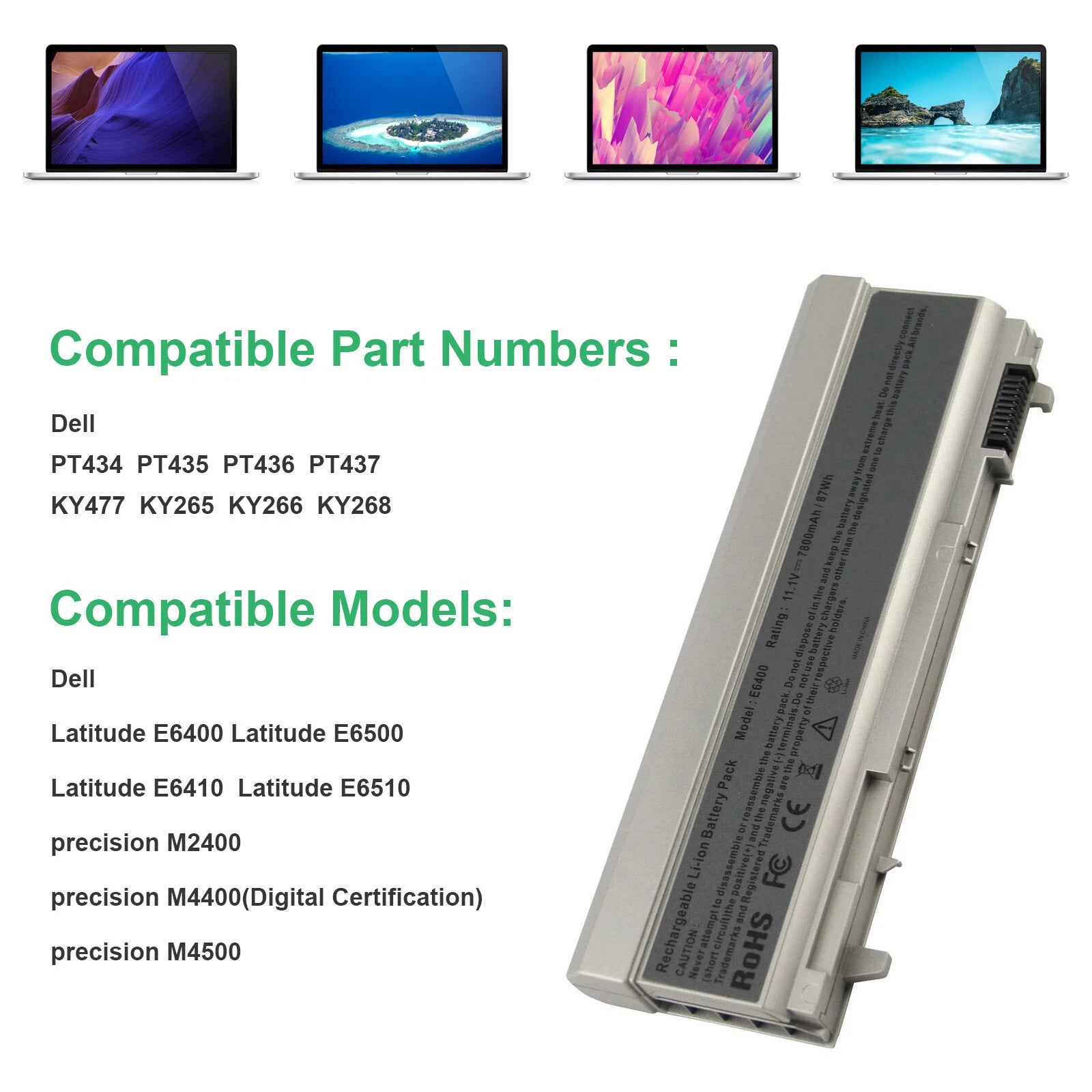 9 Cell For Dell Latitude BATTERY E6400 E6410 E6500 E6510 KY477 PT434 Bateria