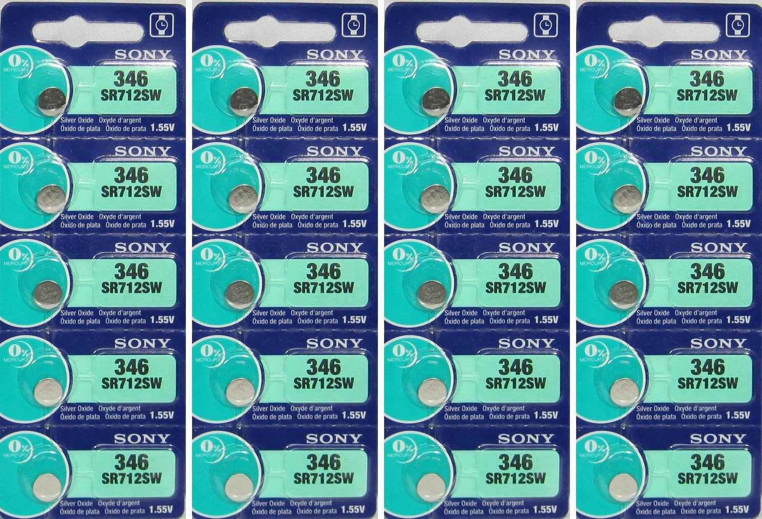 20 Sony 346 Silver Oxide 1.55V Watch Batteries