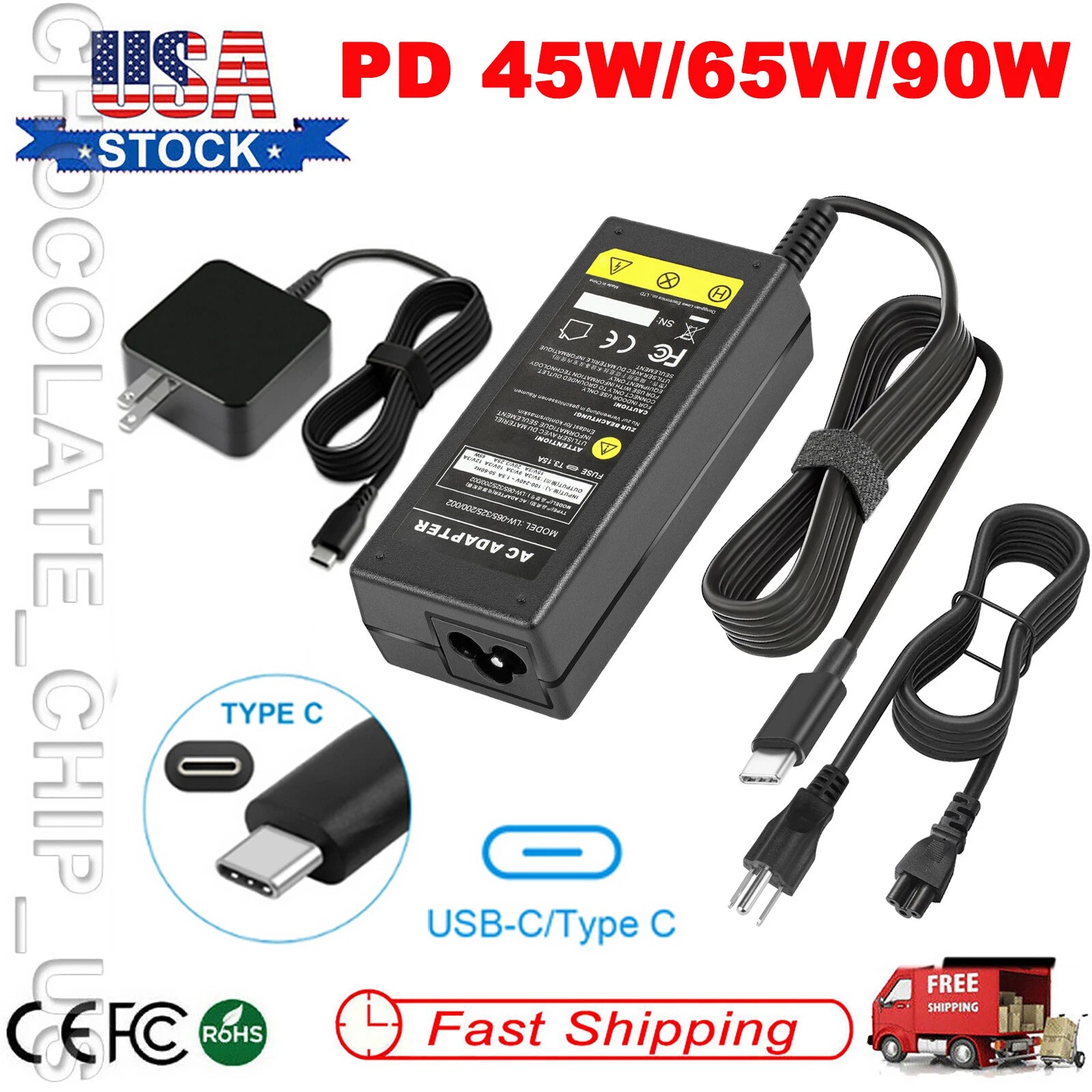 USB C TYPE C Power Adapter Charger ForLenovo Acer HP Apple Sony ASUS Dell Laptop