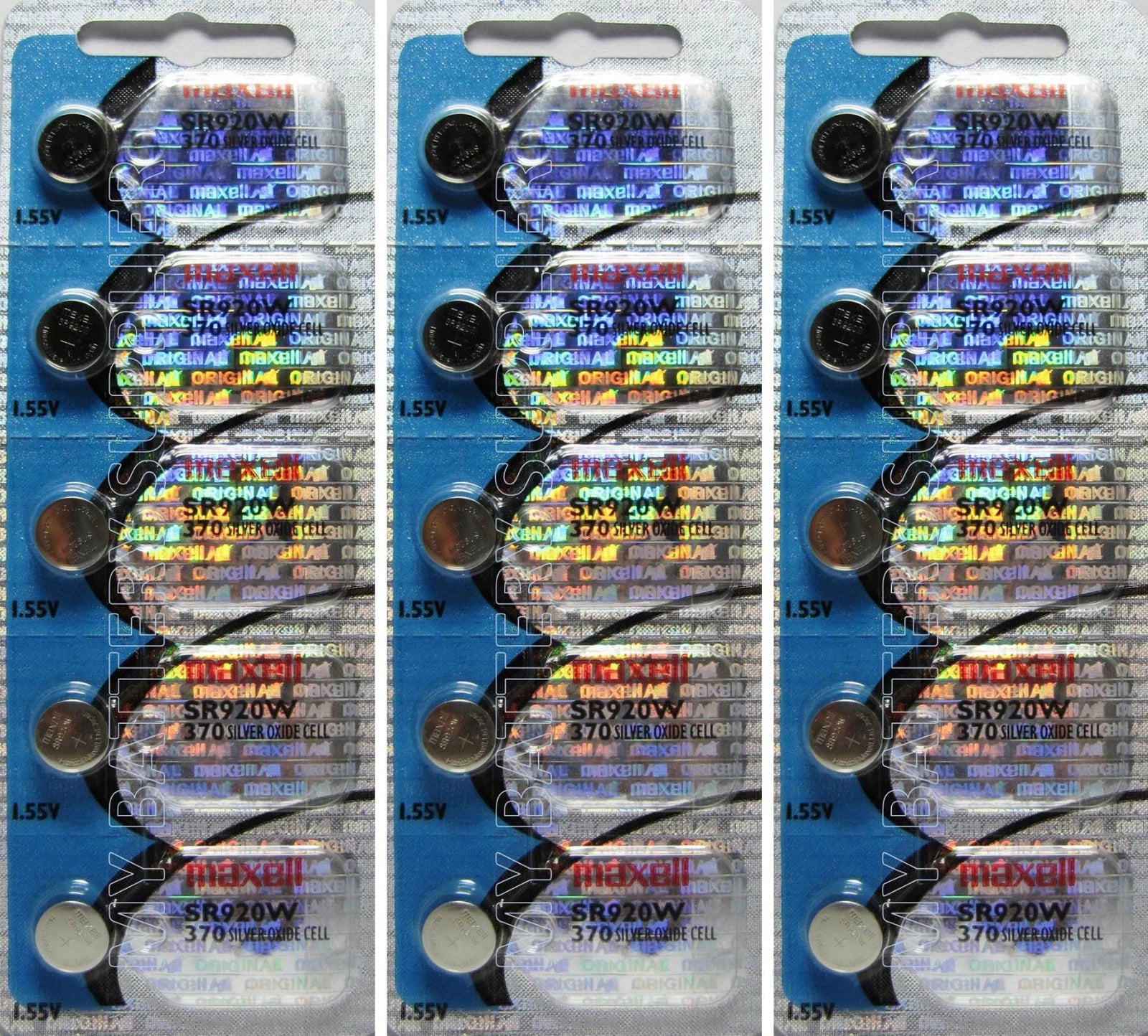 15 Original Maxell 370 Button Batteries Hologram Package