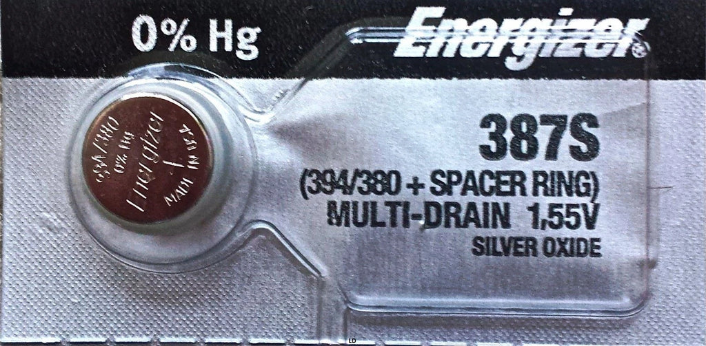 ENERGIZER 387S 394/380 + Spacer Ring (2piece) New Battery Authorized Seller