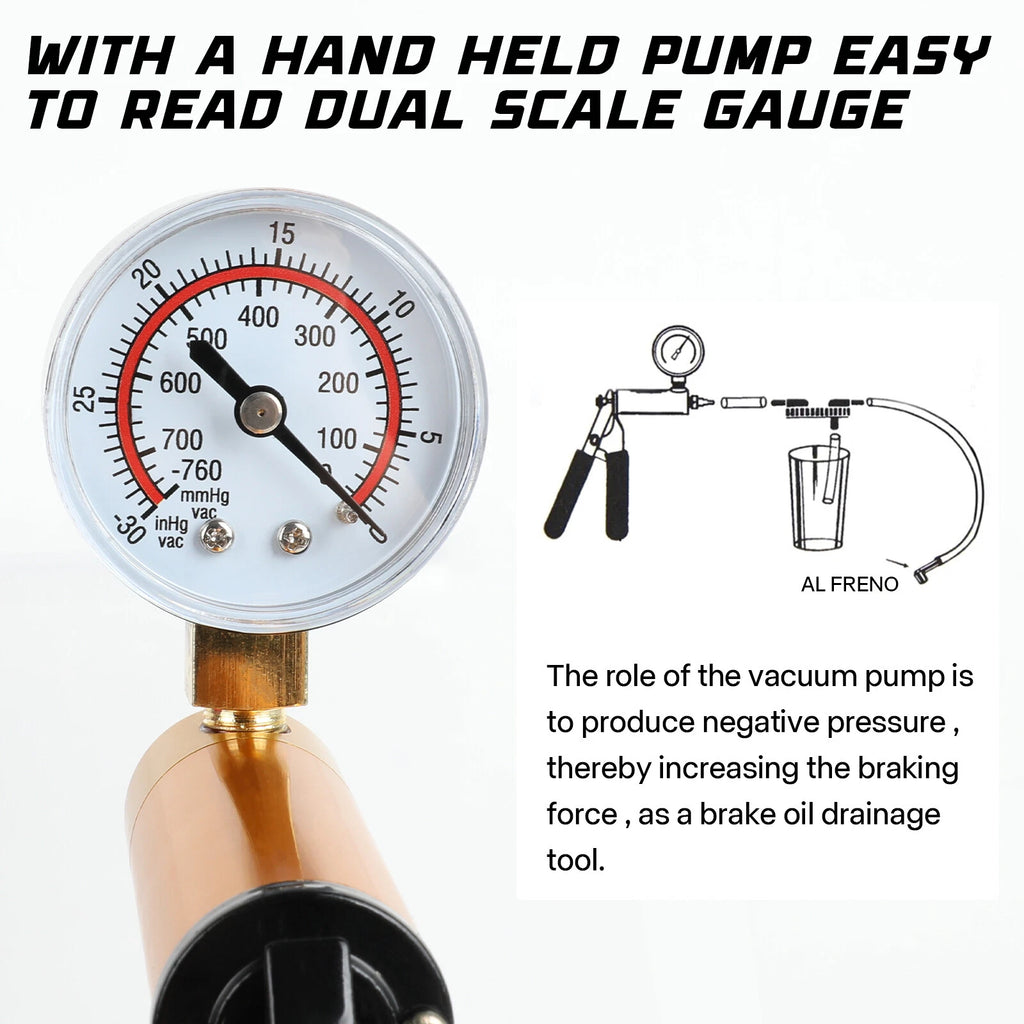 Hand Held Vacuum Pressure Pump Tester Set Brake Fluid Bleeder Bleeding Kit & Box
