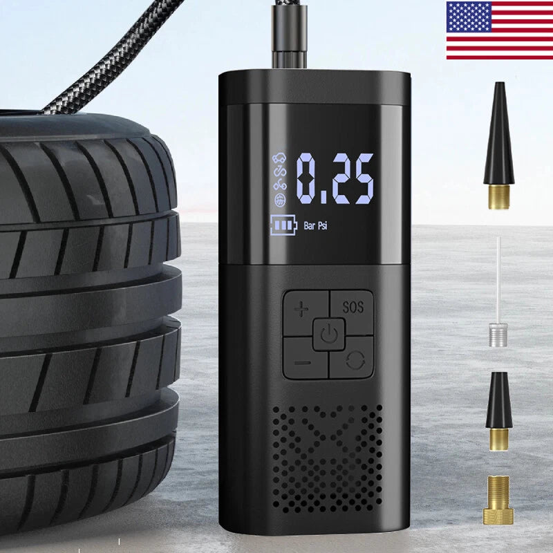 Cordless Air Compressor Digital Display Tire Inflator Electric Air Pump & LED