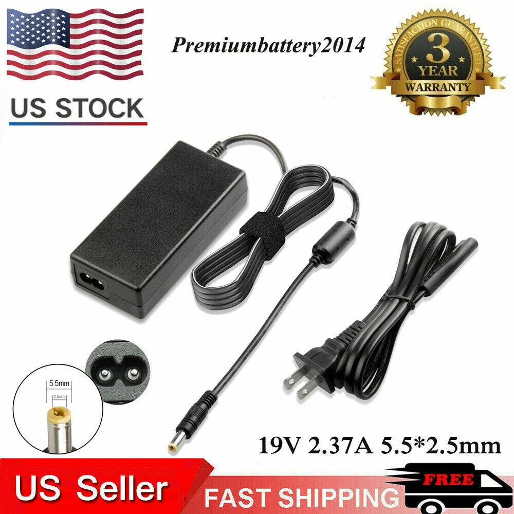 19V 2.37A Laptop Charger AC Adapter Power Cord Supply For Toshiba Satellite US