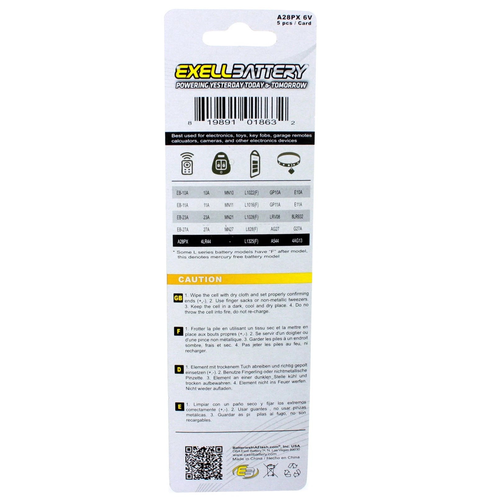 11pc Alkaline Batteries Kit Includes A28PX & 23A Batteries and Watch Opener