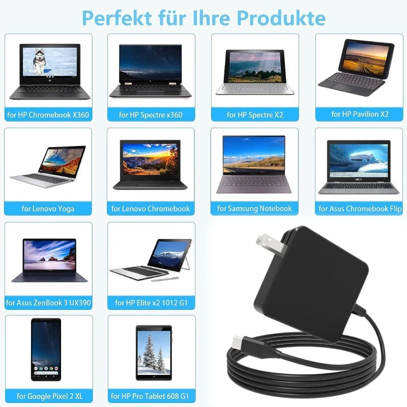 65W USB-C AC Charger for HP EliteBook X360 G2 G3 G4 G5 L65505-002 L67440-001