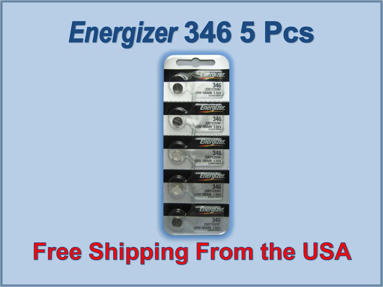5 ENERGIZER 346 Watch and Calculator Batteries
