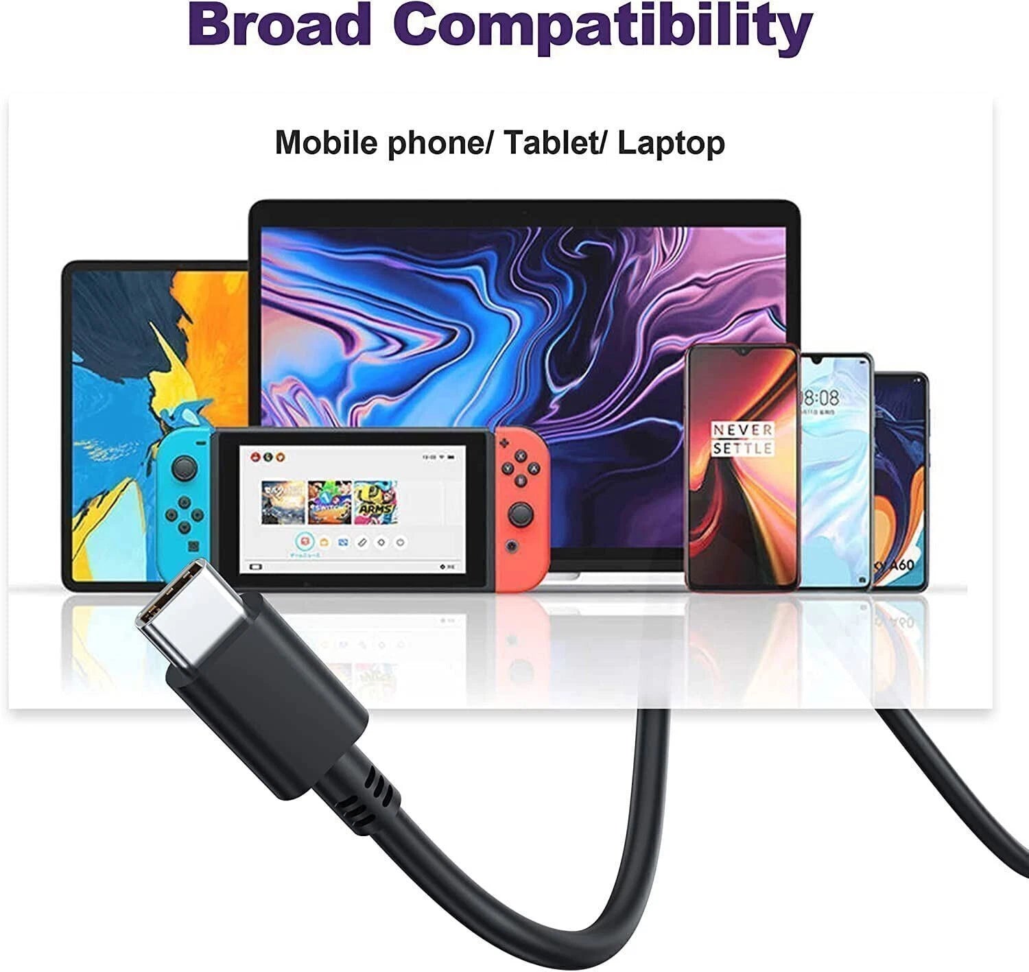 Laptop Charger 65Watt USB-C Adapter Tipo C for MacBook Pro Samsung Chromebook