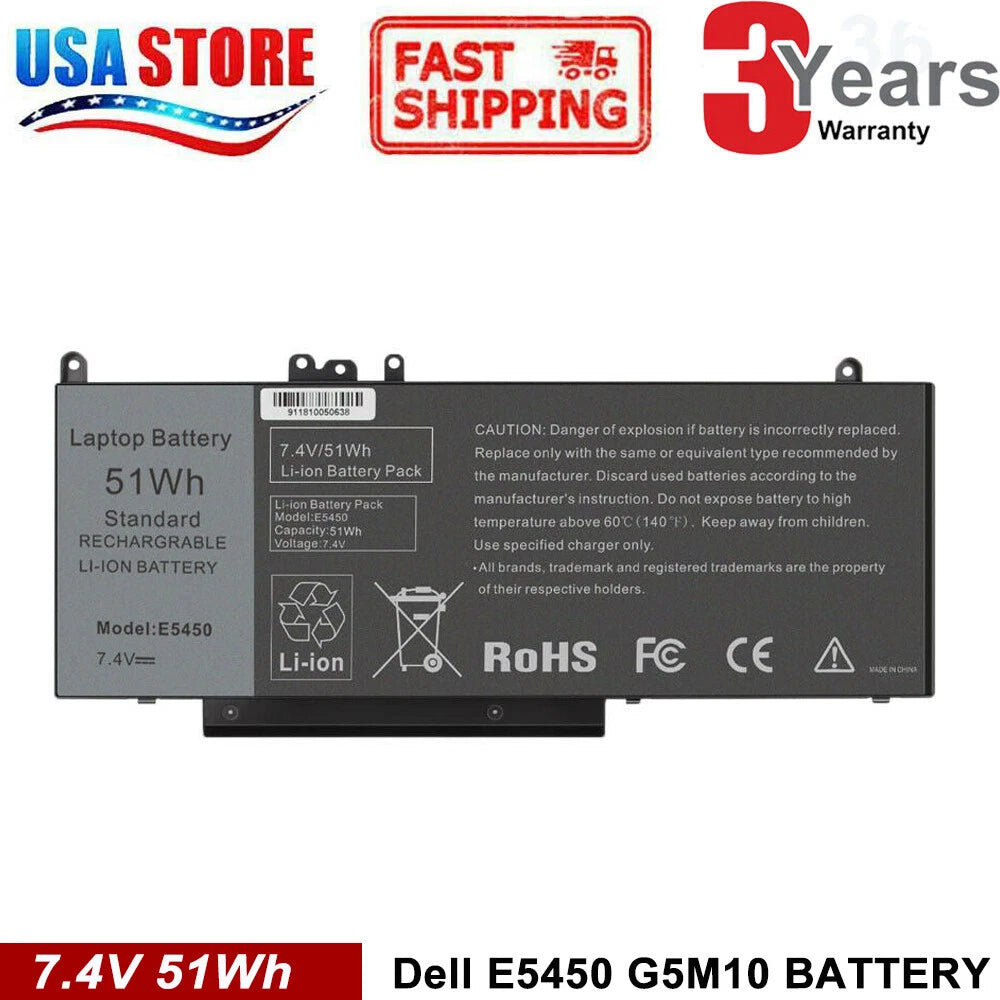 Battery for Dell Latitude E5550 E5250 E5450 15.6" G5M10 7.4V 51Wh not 7.6