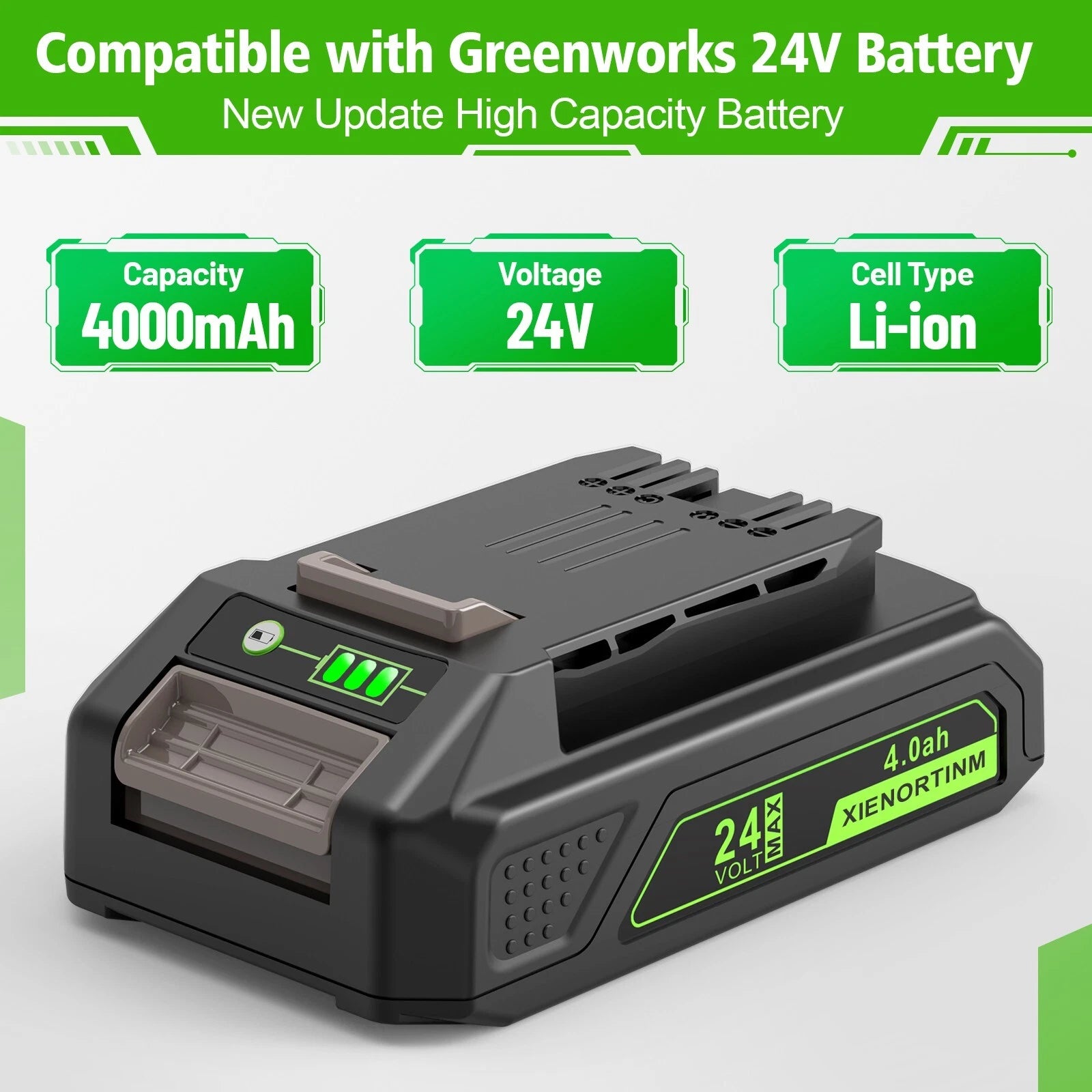 XIENORTINM 24v battery 4.0Ah for greenworks