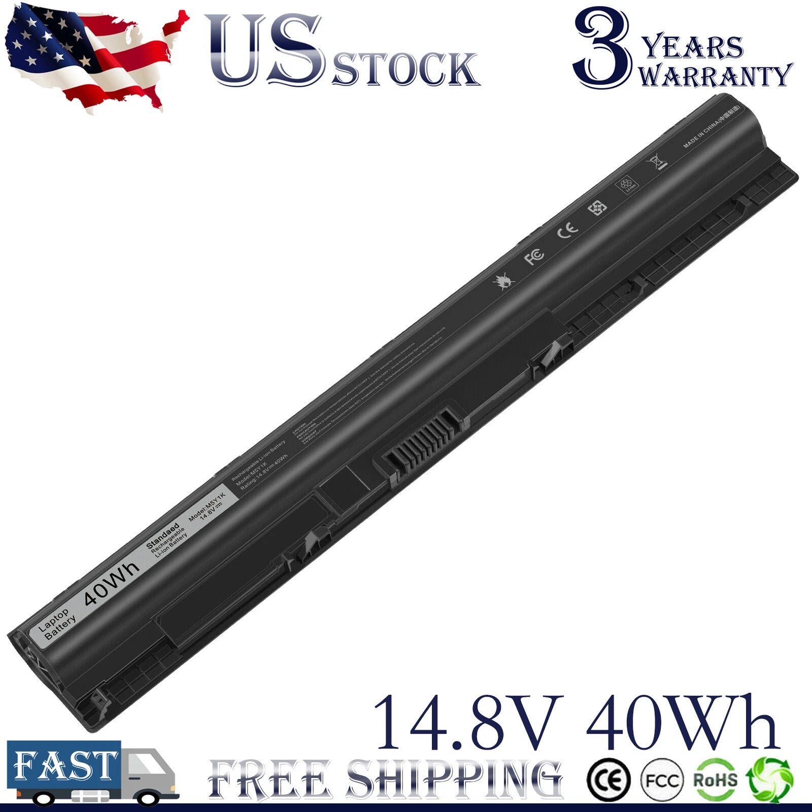 Battery for Dell Inspiron 15 (5551) (5555) (5558) WKRJ2 VN3N0 M5Y1K Lot/Charger