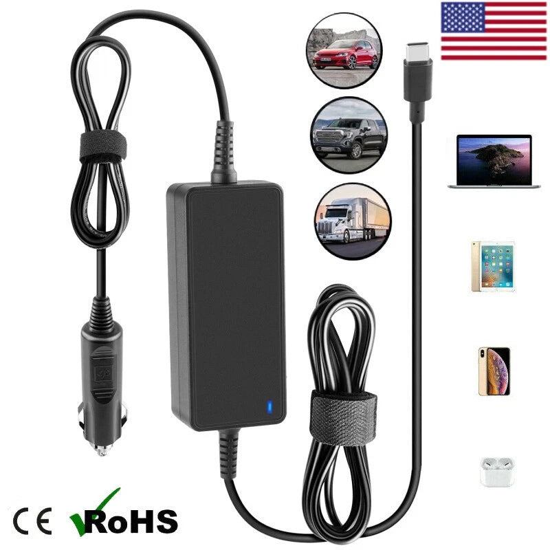 65 Watt USB C Type C Laptop Charger for Lenovo dc/in-car Macbook 15 13 Inch HP