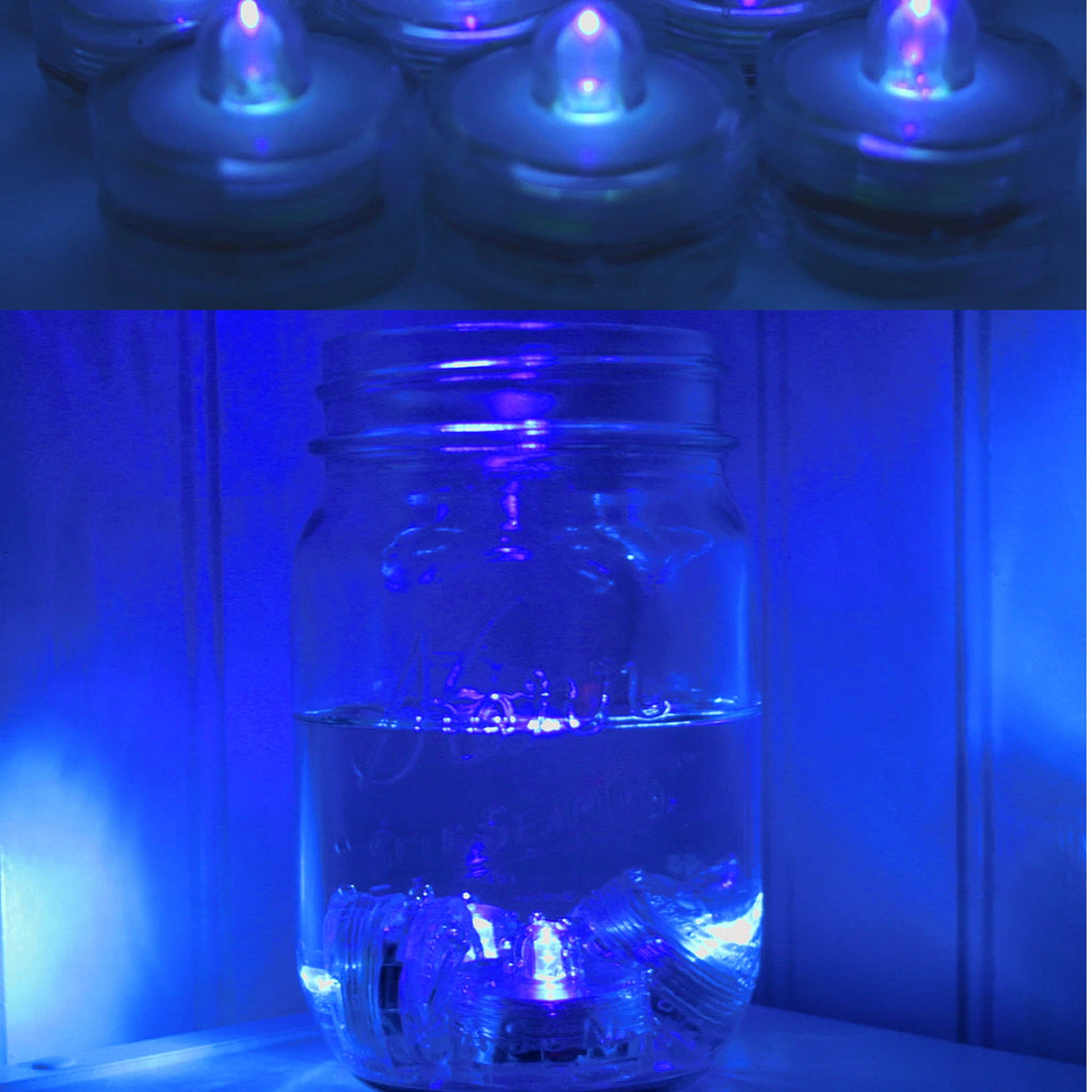 48 Pc set of Blue Submersible Underwater Battery LED Tea Light Wedding