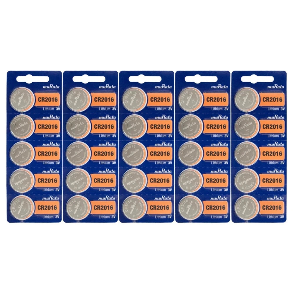 Lot of 25 Genuine MURATA CR2016 Lithium 3v Coin Cell Battery Size, Replaces Sony