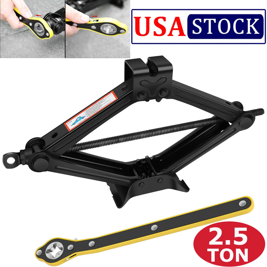 2.5T Scissor Jack Handle Crank Tool Car Van Garage W/Tire Wheel Lug Wrench Jack