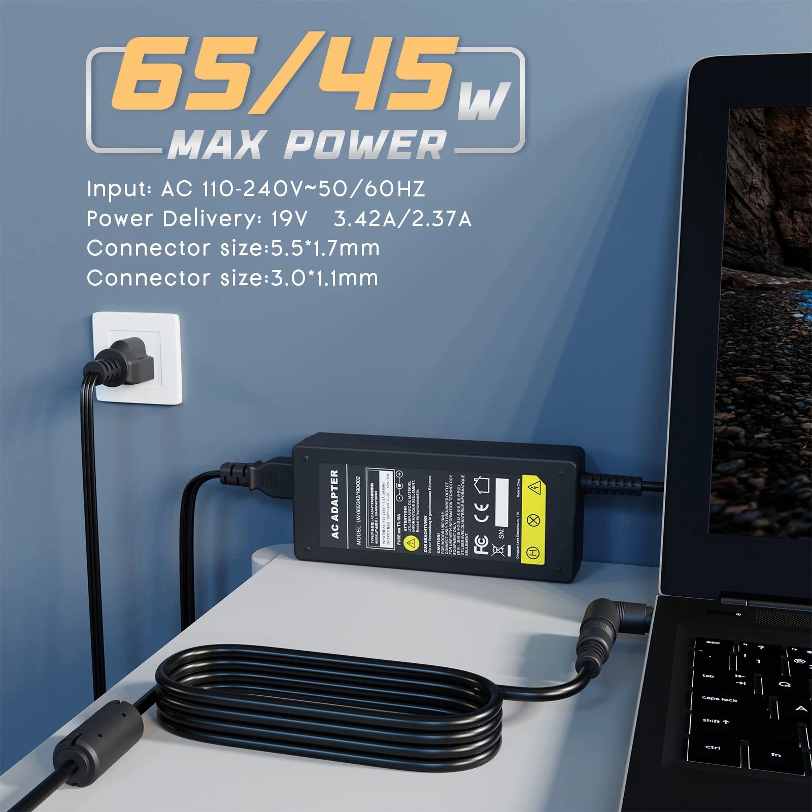 AC Power Supply Cord Charger Adapter for Acer ChromeBook C720 C720P C740 11.6" F