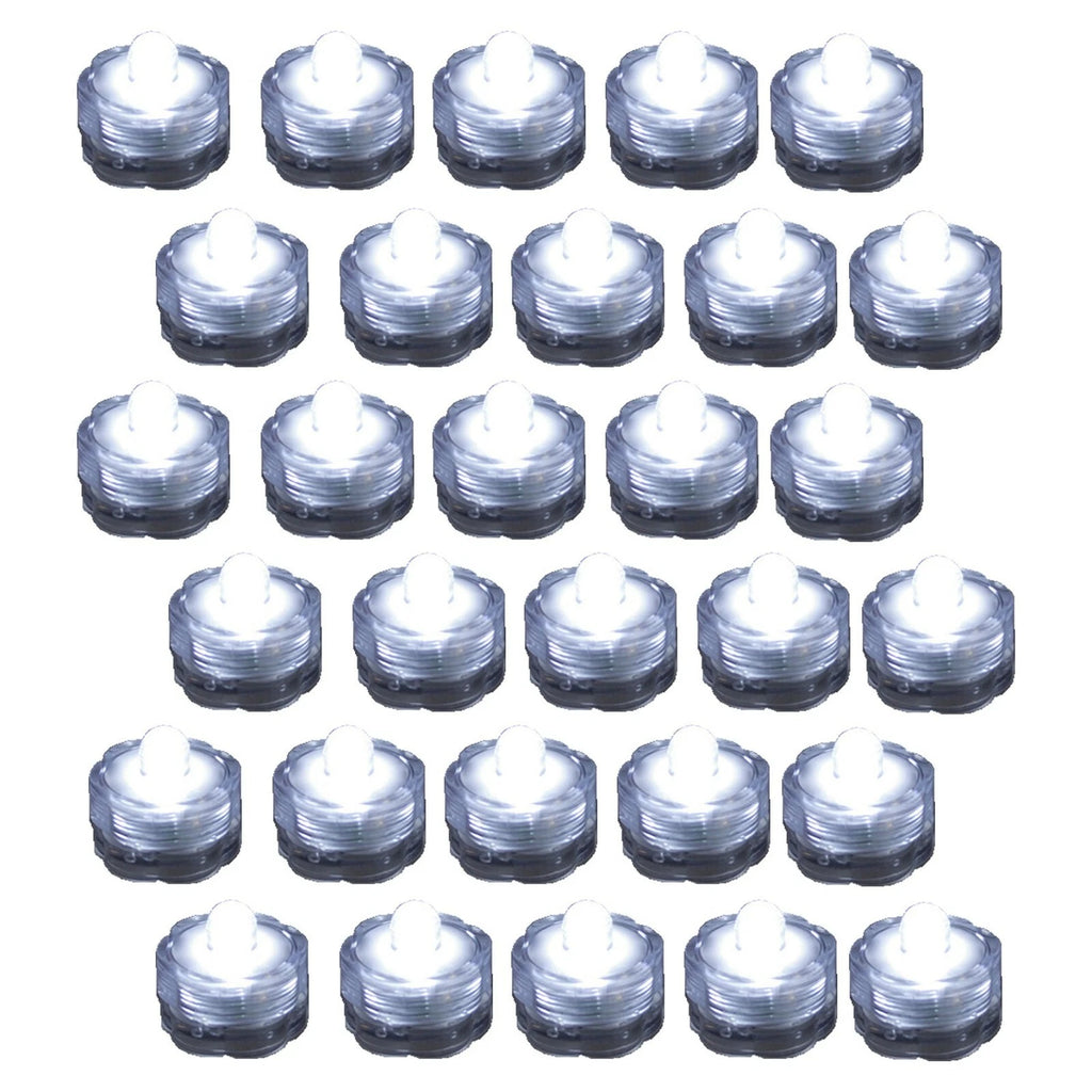 30 Pack White Submersible Waterproof Underwater Battery LED Tea Light Wedding