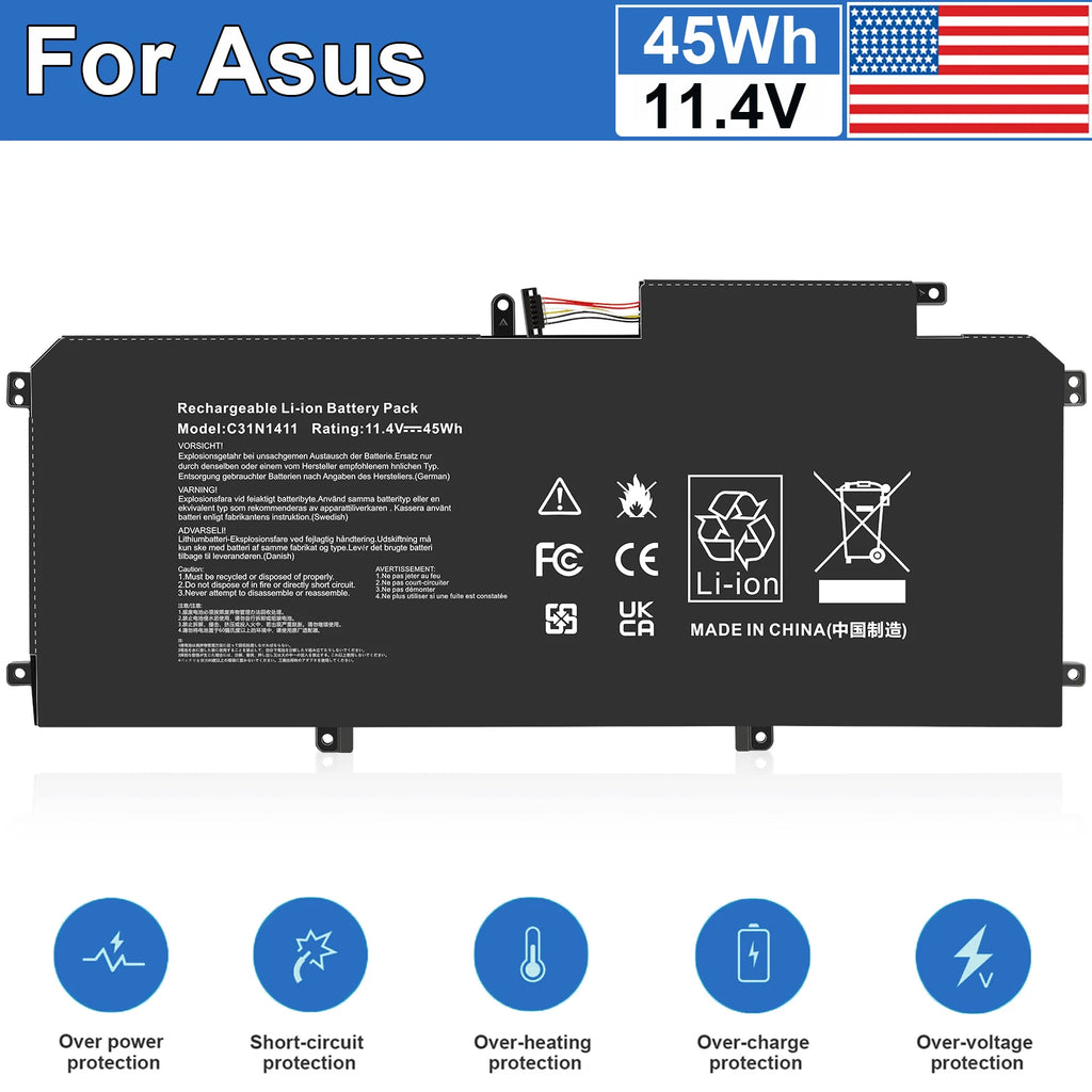 Battery for Asus ZenBook UX305 U305 UX305C UX305FA UX305CA U305LA 45Wh C31N1411