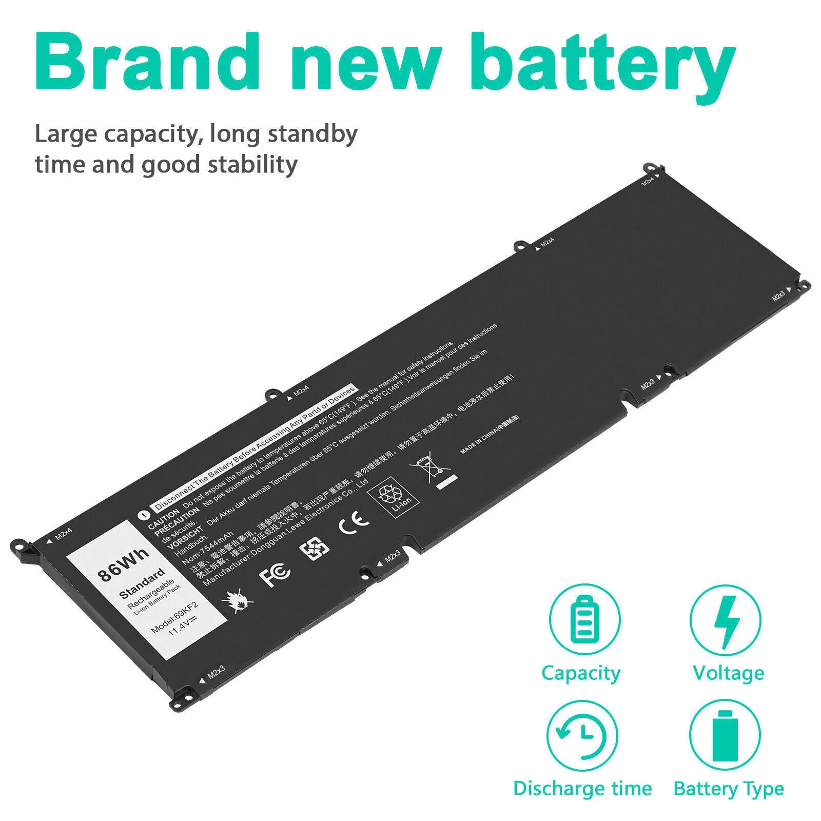 ?86Wh 69KF2 Battery for Dell XPS 15 9500 9510 9520 G15 5510 Alienware M15 R4 R5