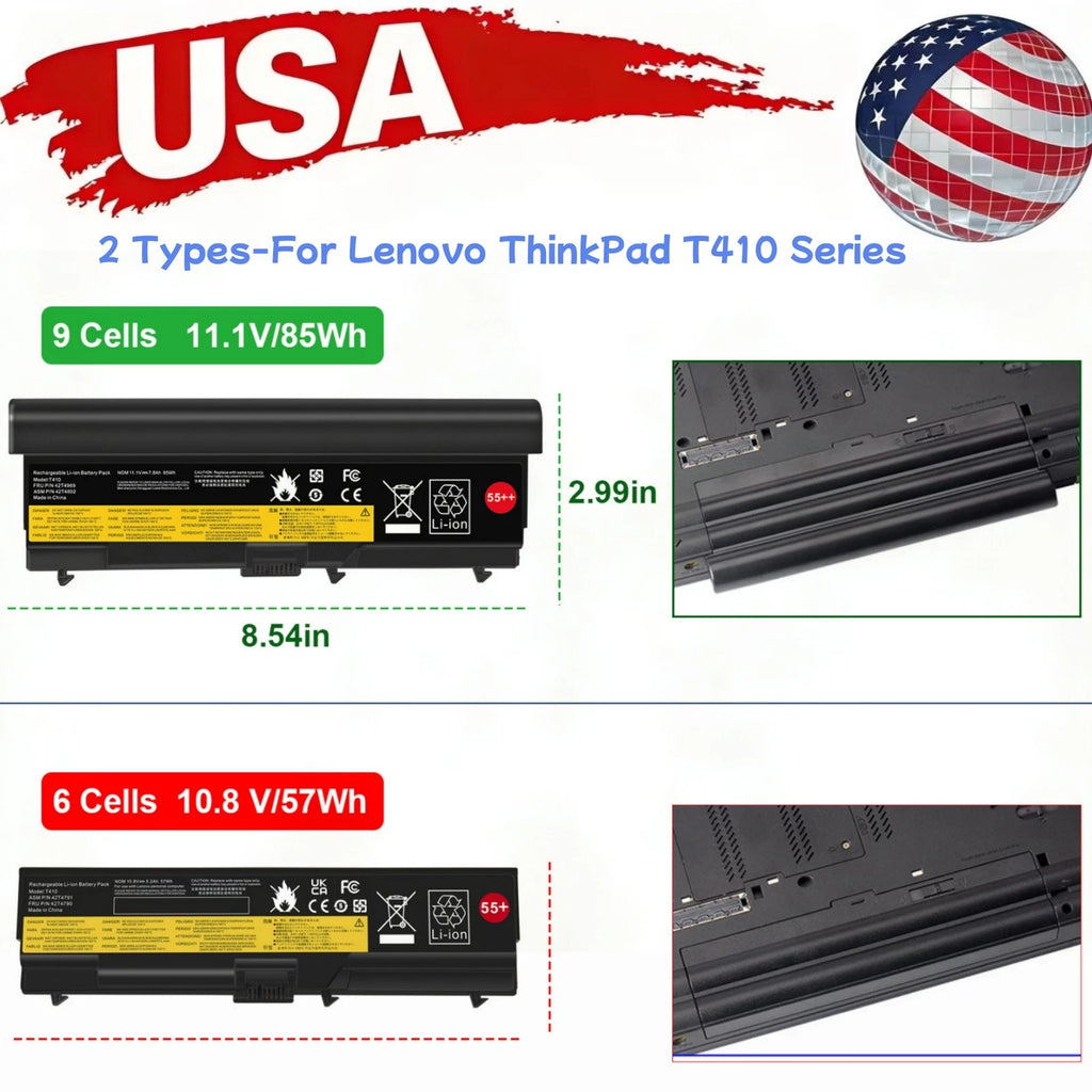 6/9cell Battery for Lenovo ThinkPad T410 T420 T510 T520 SL410 SL510 E420 E425