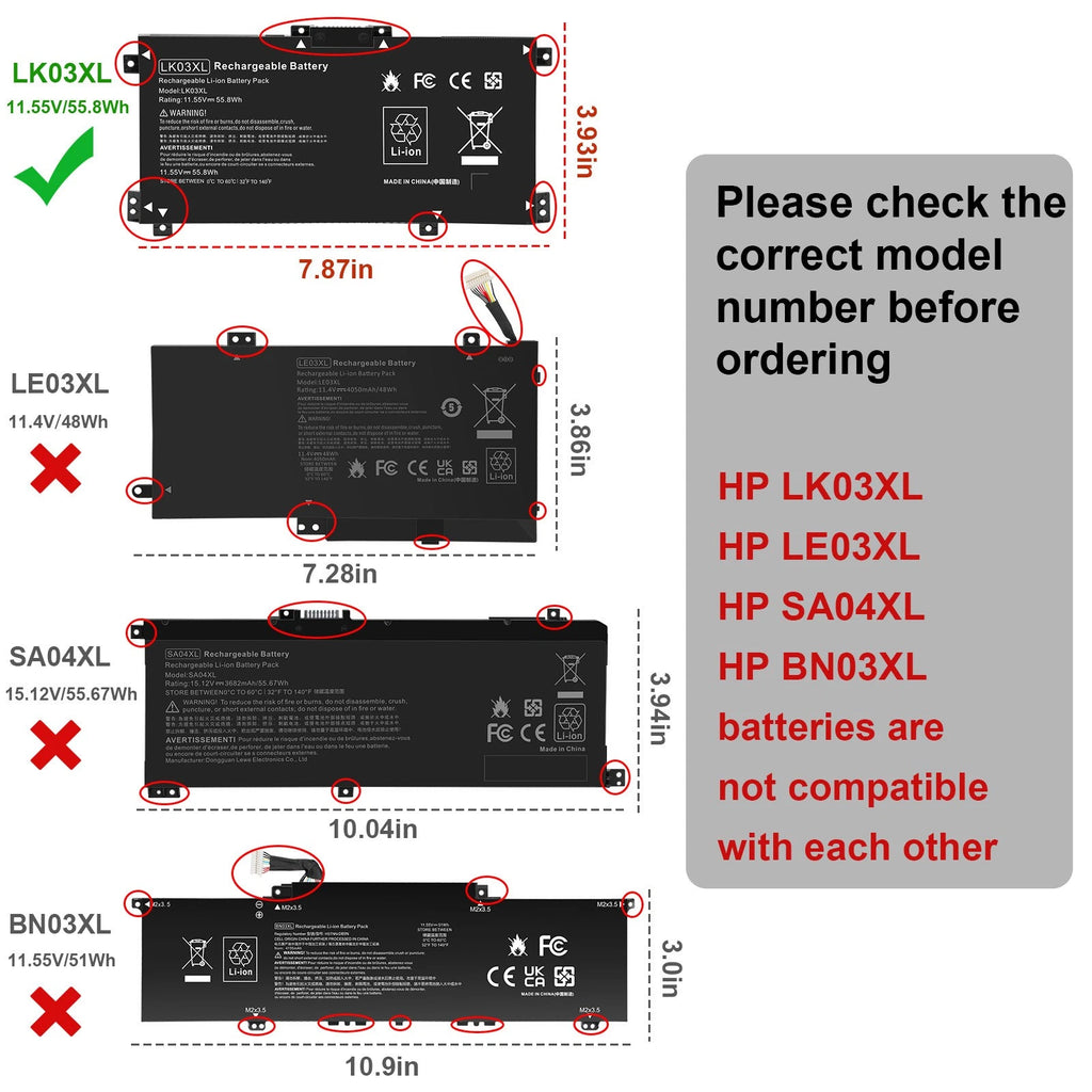 LK03XL Battery For HP ENVY X360 17M-AE111DX 15m-bp011dx 15m-cn0012dx 916814-855
