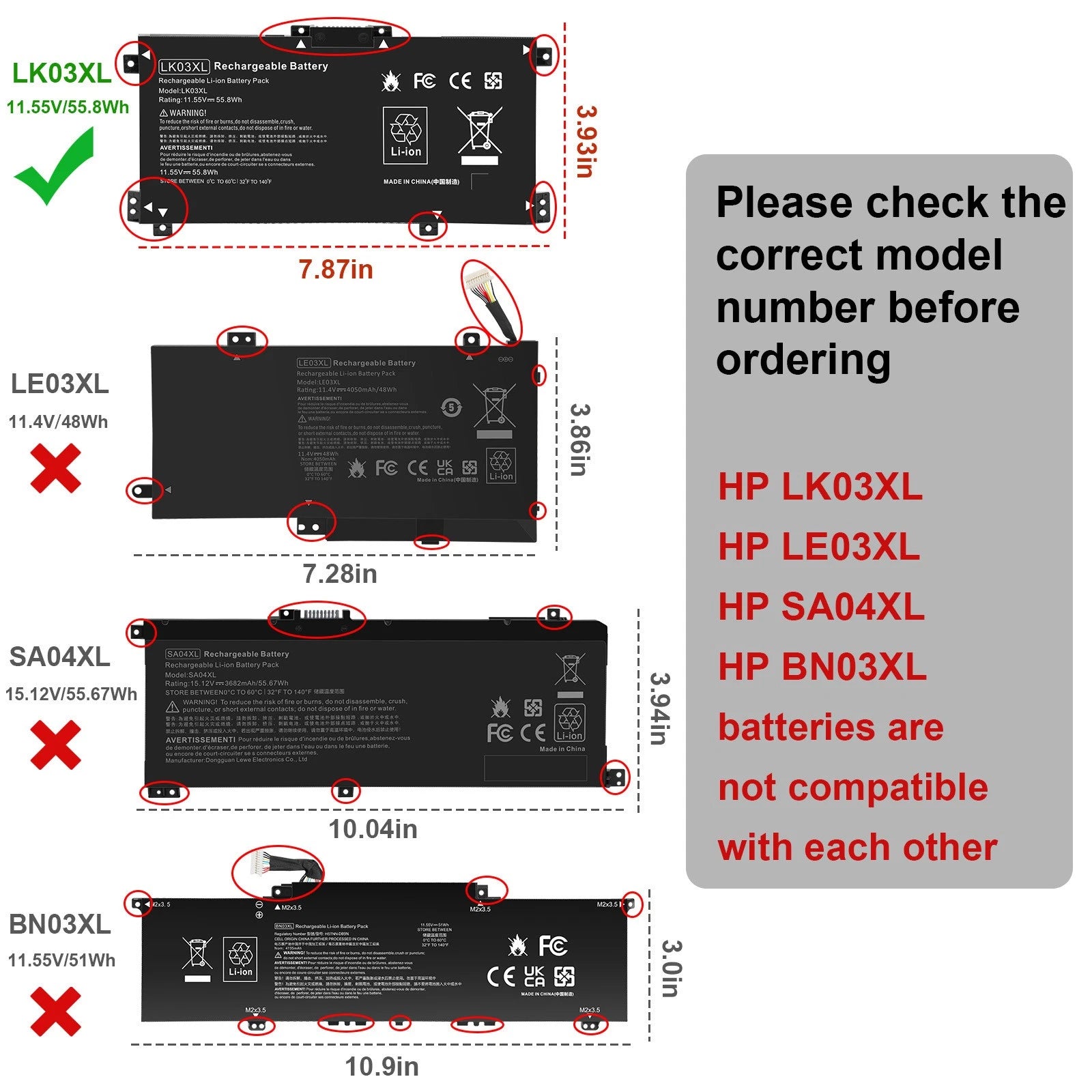 LK03XL Battery For HP ENVY X360 17M-AE111DX 15m-bp011dx 15m-cn0012dx 916814-855
