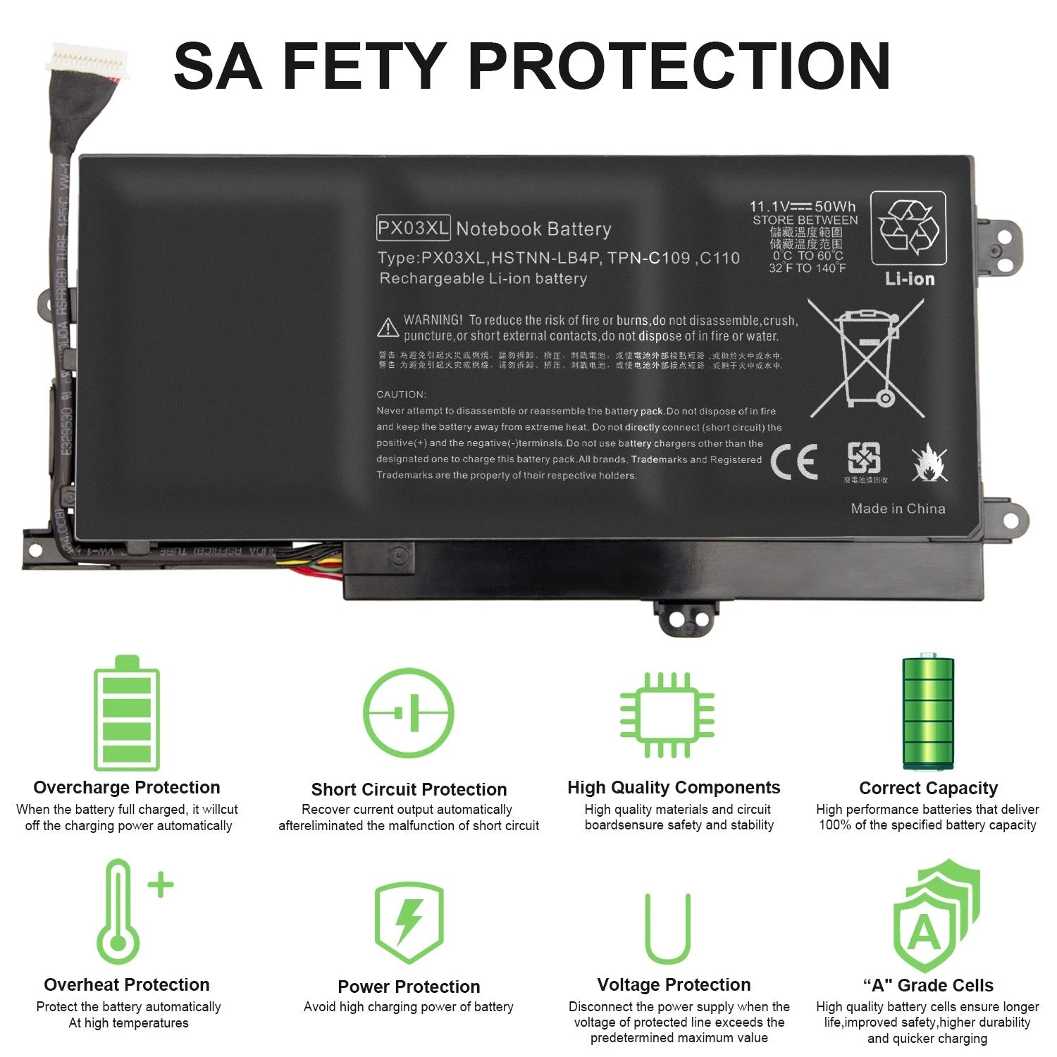 PX03XL Battery For HP ENVY Touchsmart 14 sleekbook /M6-K Series HSTNN-LB4P