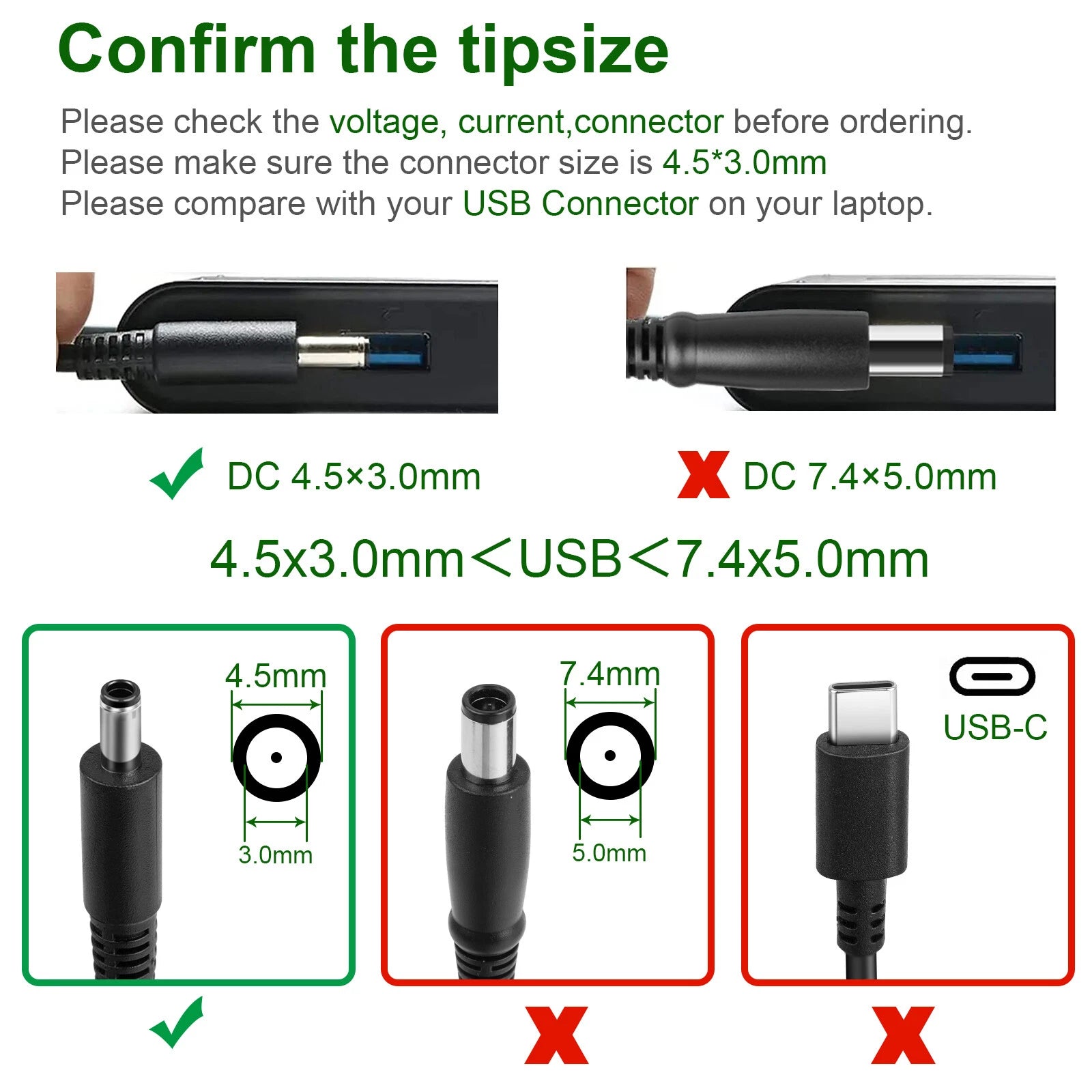 65W AC Adapter Charger for Dell Inspiron 13 17 15 Series 5555 3552 3558 Laptop