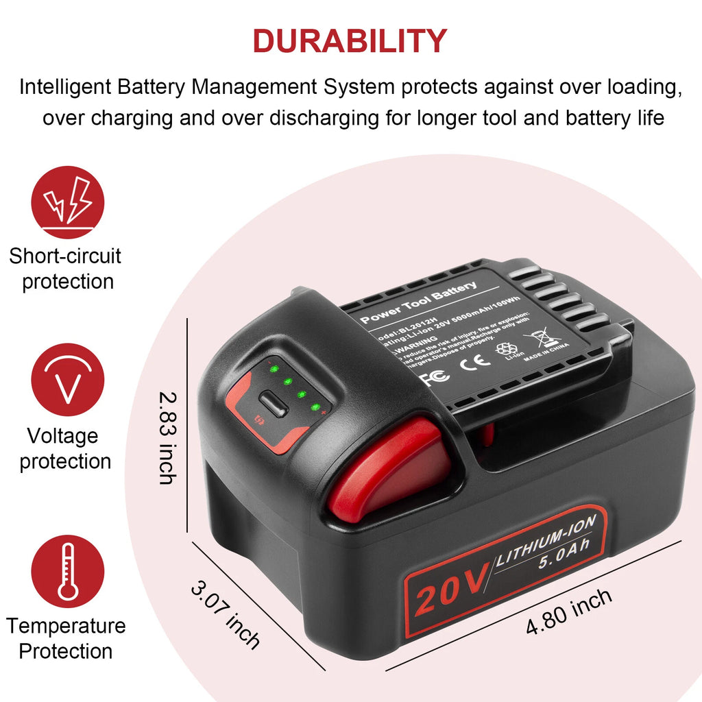 20V 5.0AH Li-ion Battery For Ingersoll-Rand BL2022 BL2012 BL2010 IQV20 Series