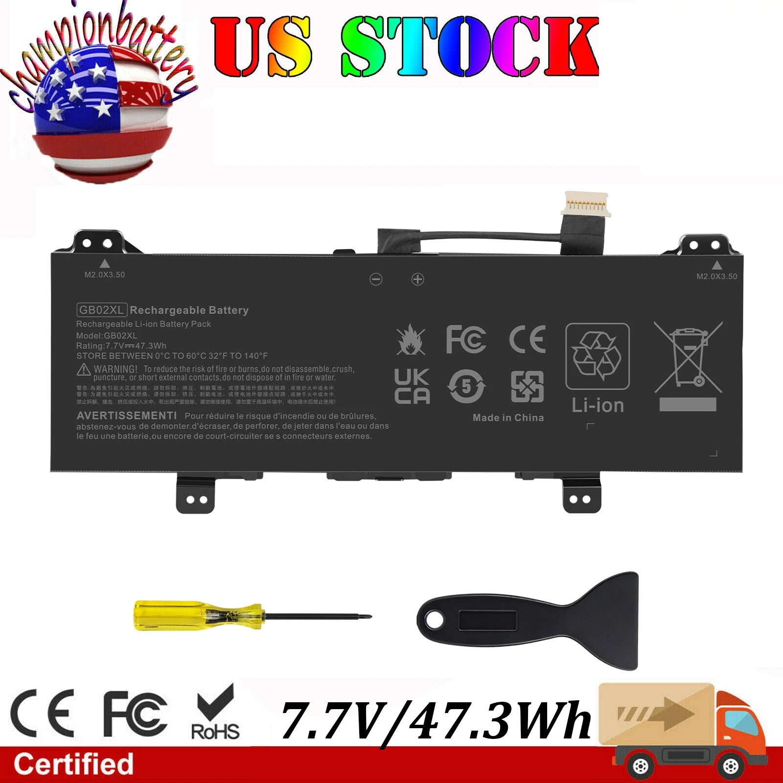 LOT GB02XL Battery for HP Chromebook 11 G7 G8 EE X360 11 G2 EE 14-DB0051CL 47.3W