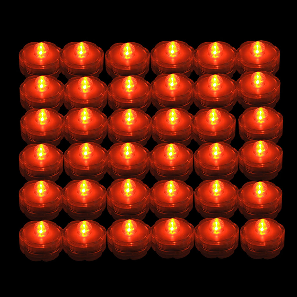 36 pcs ORANGE LED Submersible Battery Operated Tea Light- Wedding Centerpiece