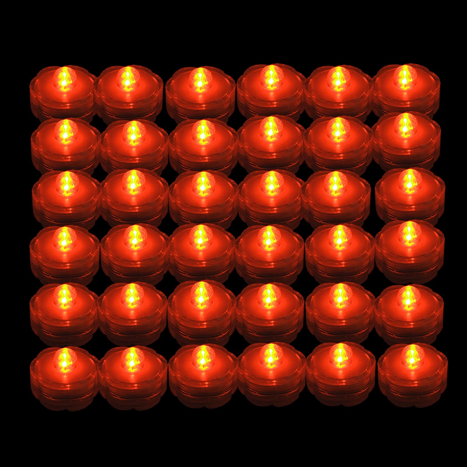 36 pcs ORANGE LED Submersible Battery Operated Tea Light- Wedding Centerpiece