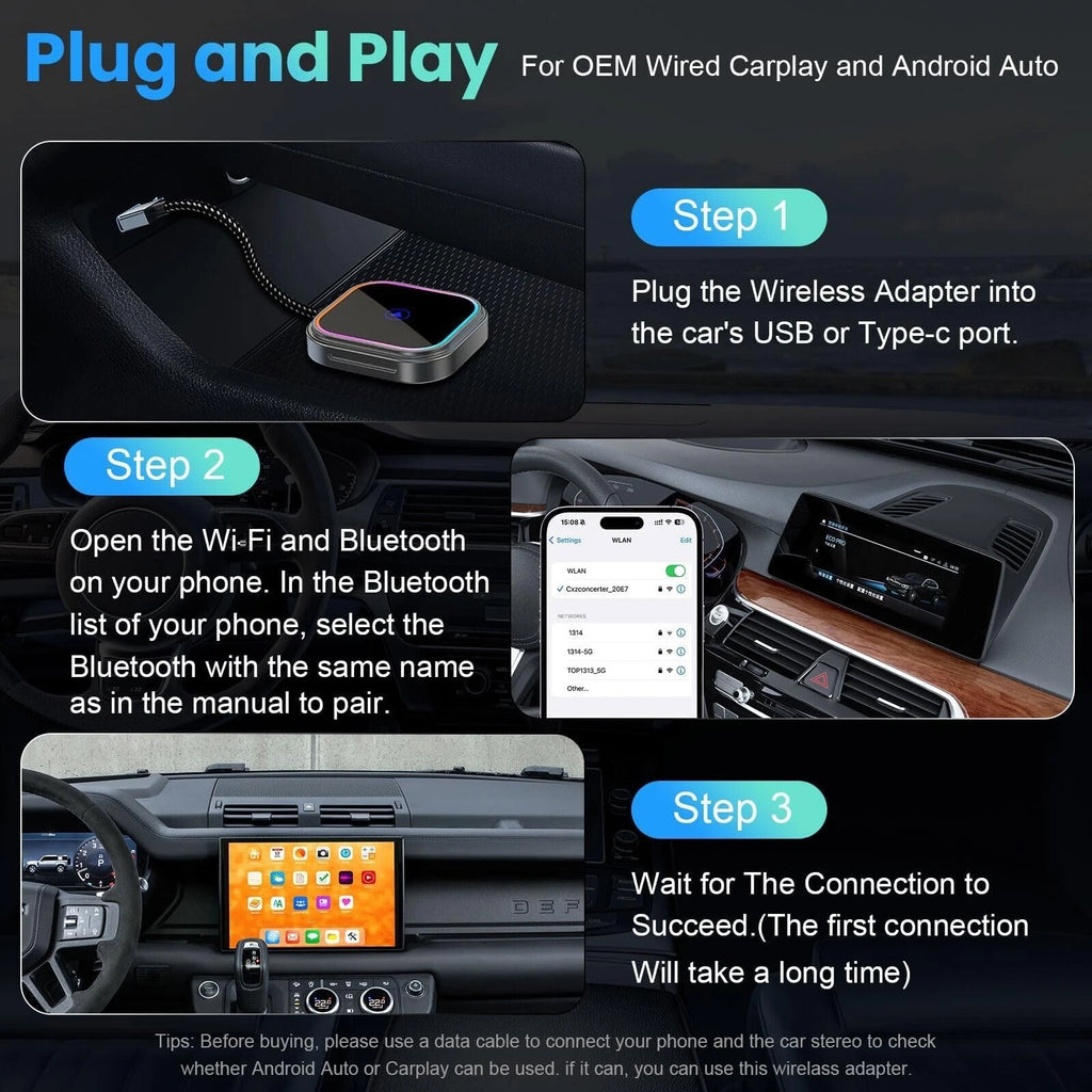 Wireless CarPlay Adapter Converts Factory Wired CarPlay to Wireless CarPlay