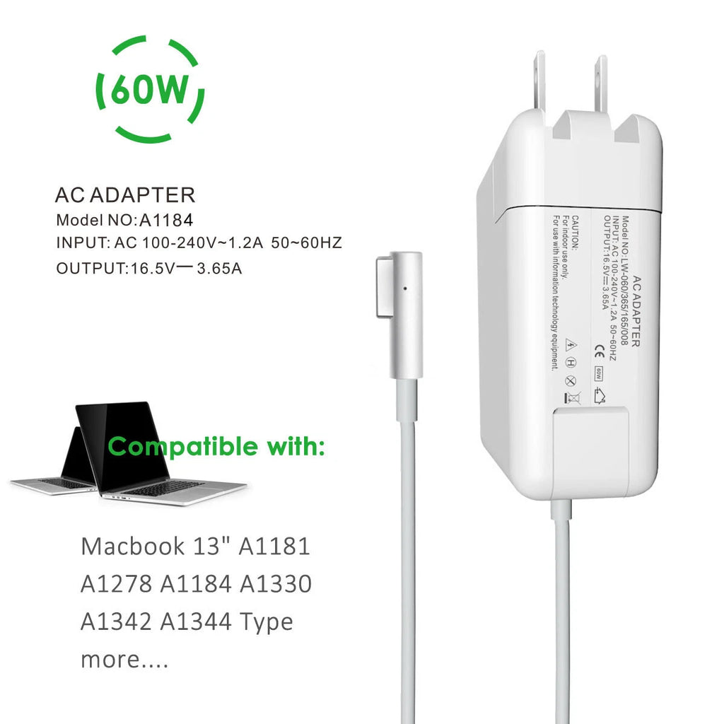 60W AC Adapter Charger L-TIP for Macbook Pro 13 inch 2009-2012 A1278 A1344 A1184