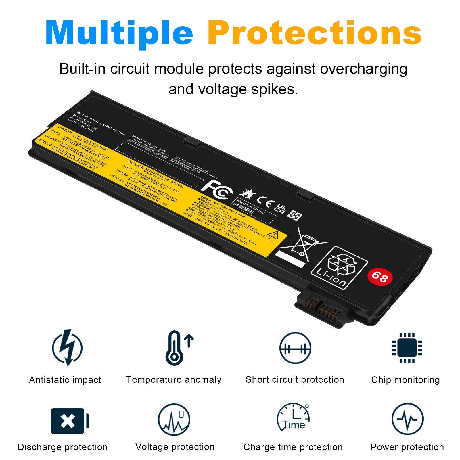 48Wh Battery for Lenovo ThinkPad T440 T460 T460p T470p T550 L450 L460 X240 68+