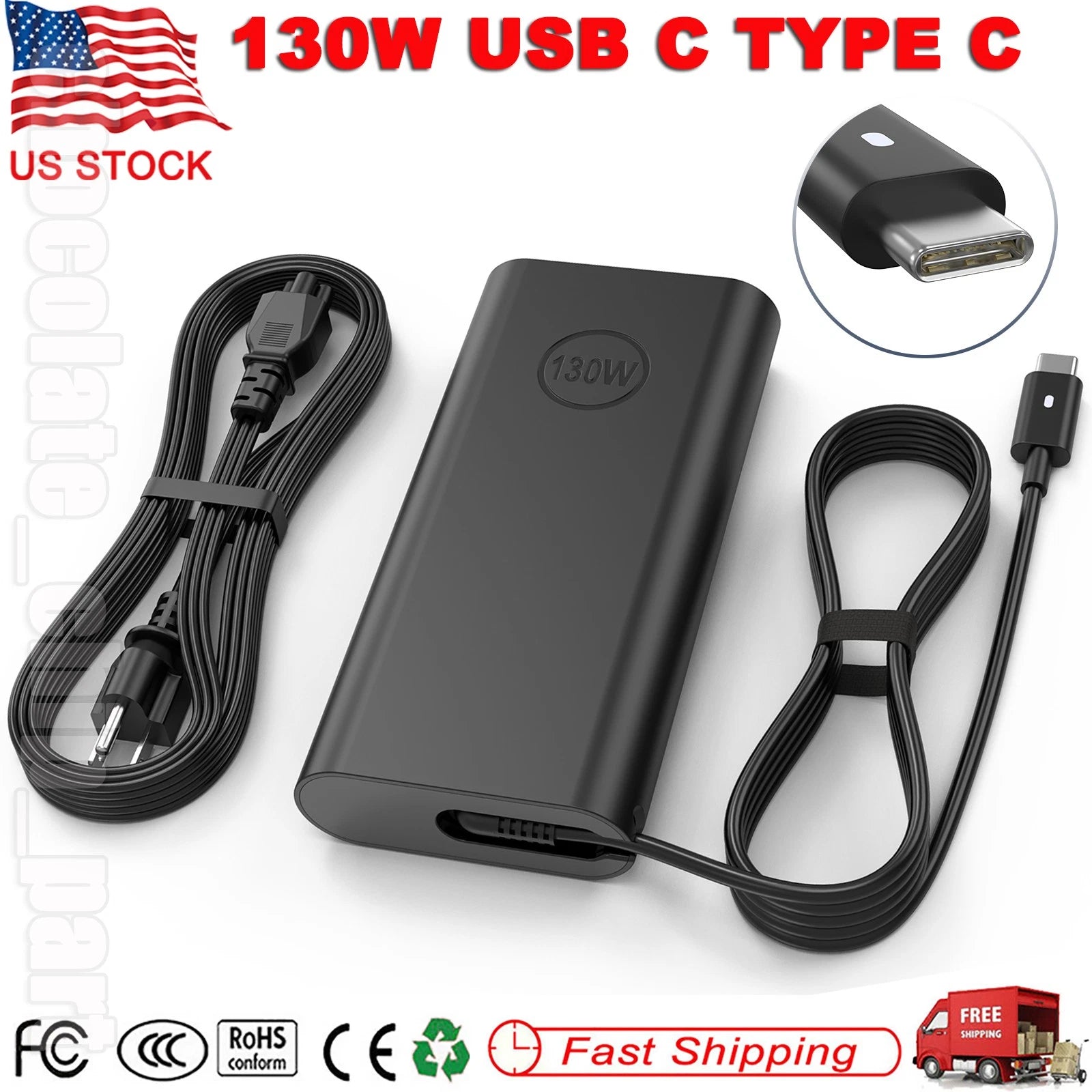 130W USB C DA130PM170 Laptop Charger For Dell XPS 17 9700 9710 9720 9730 Adapter