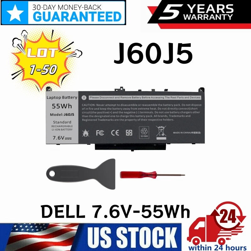 ??Lot 10 J60J5 Battery for Dell Latitude E7270 E7470 Series R1V85 451-BBSX BBSY