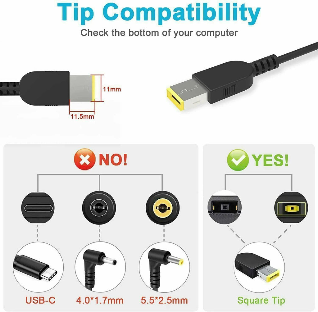 65W~230W Power Adapter Laptop Charger For Lenovo Notebook USB-Square-Tip Cord