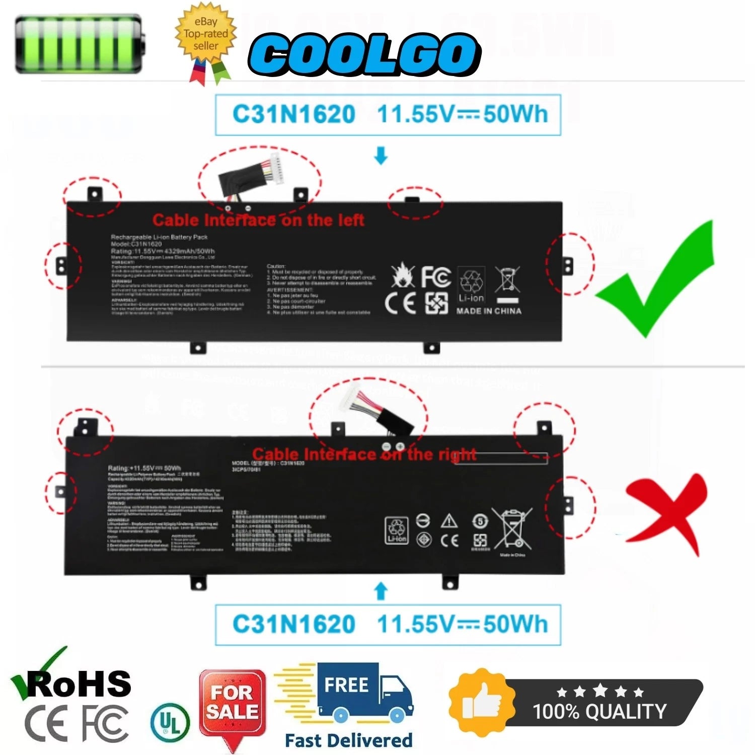 C31N1620 Battery For Asus Zenbook UX430U UX430UA UX430UN UX430UNR U4100UQ Series