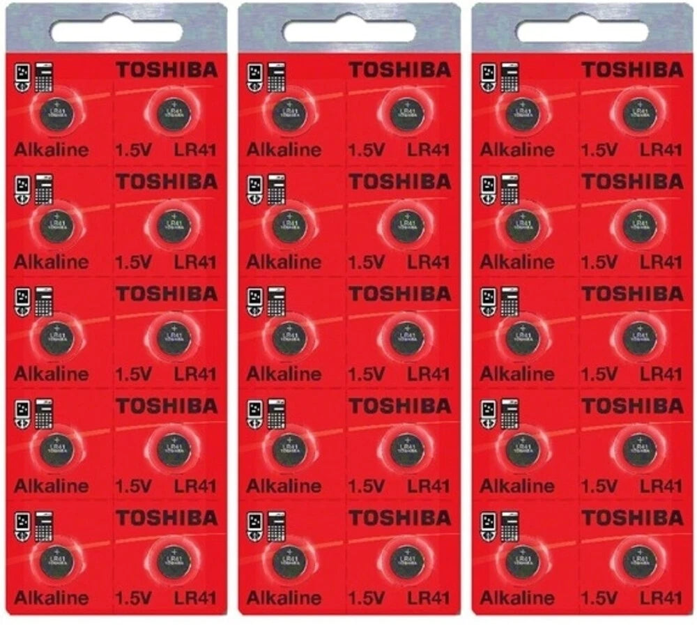 LR41 / AG3 Toshiba 1.5V Alkaline Pack Of 30 Button Cell Batteries EXP 2024