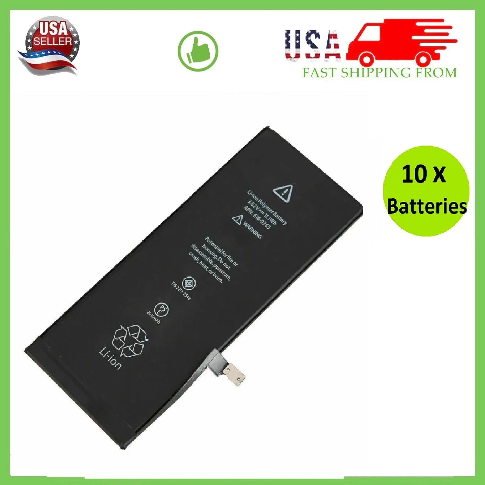 Premium Quality Replacement Battery For iPhone 5 6S 7 8 11 12 13 XR XS LOT (10x)