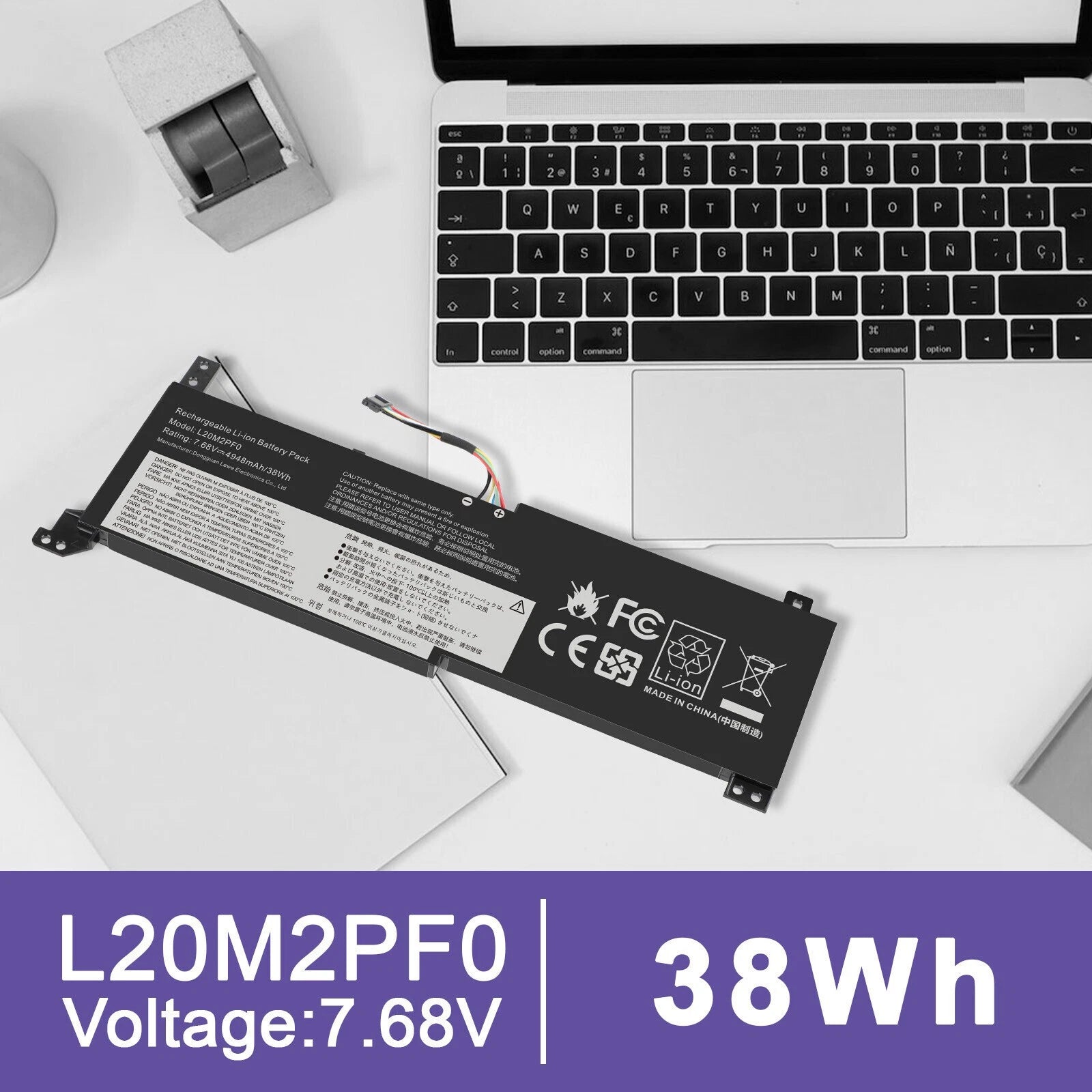 New 38Wh L20M2PF0 L20C2PF0 L20M2PF8 L20L2PF0 L20B2PF0 Battery for Lenovo Ideapad