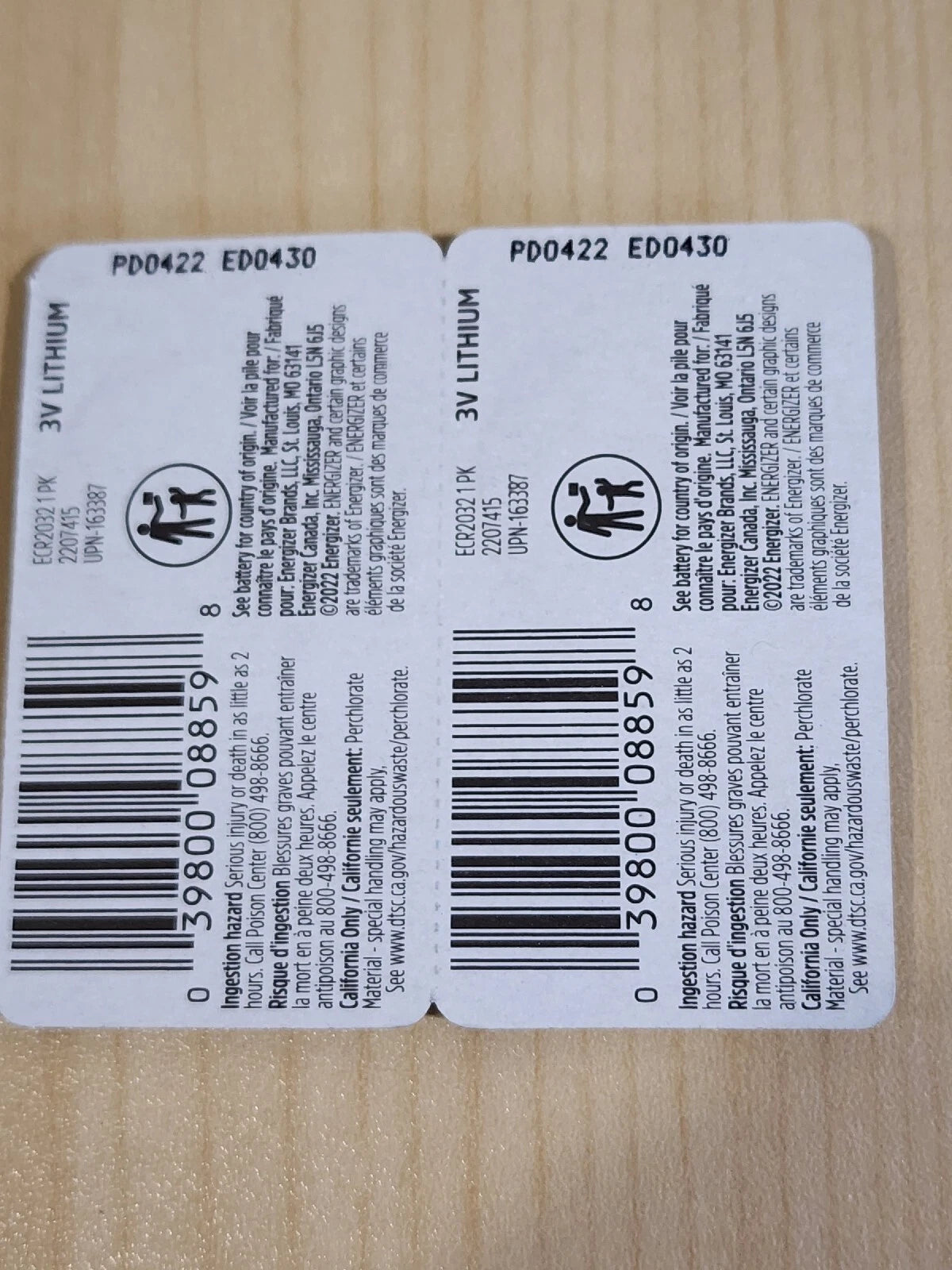 TWO PACK GENUINE ENERGIZER CR2032 lithium 3v battery cr 2032 2 piece EXP. 2030