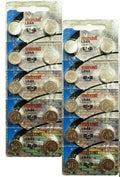 20 Maxell Batteries LR44 (A76, AG13) Alkaline Button Size Battery, On Tear Strip