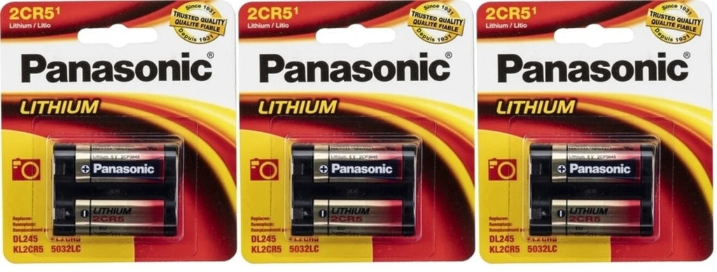 3 Pcs Panasonic 2CR5 6V Lithium Photo Battery, DL45, KL2CR5, 5032LC
