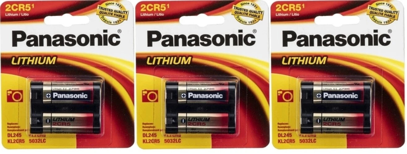 3 Pcs Panasonic 2CR5 6V Lithium Photo Battery, DL45, KL2CR5, 5032LC