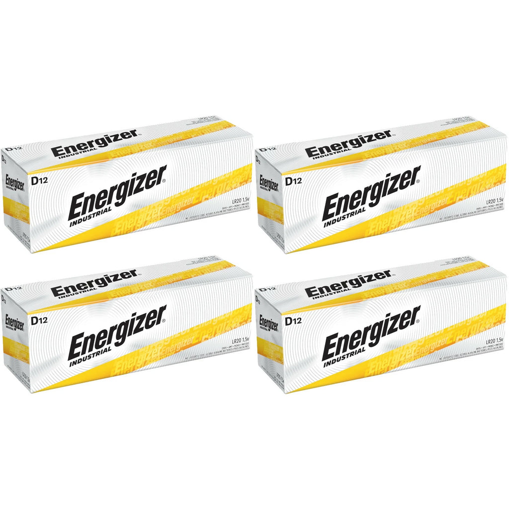 48 Energizer Industrial D Alkaline Batteries (EN95, LR20)