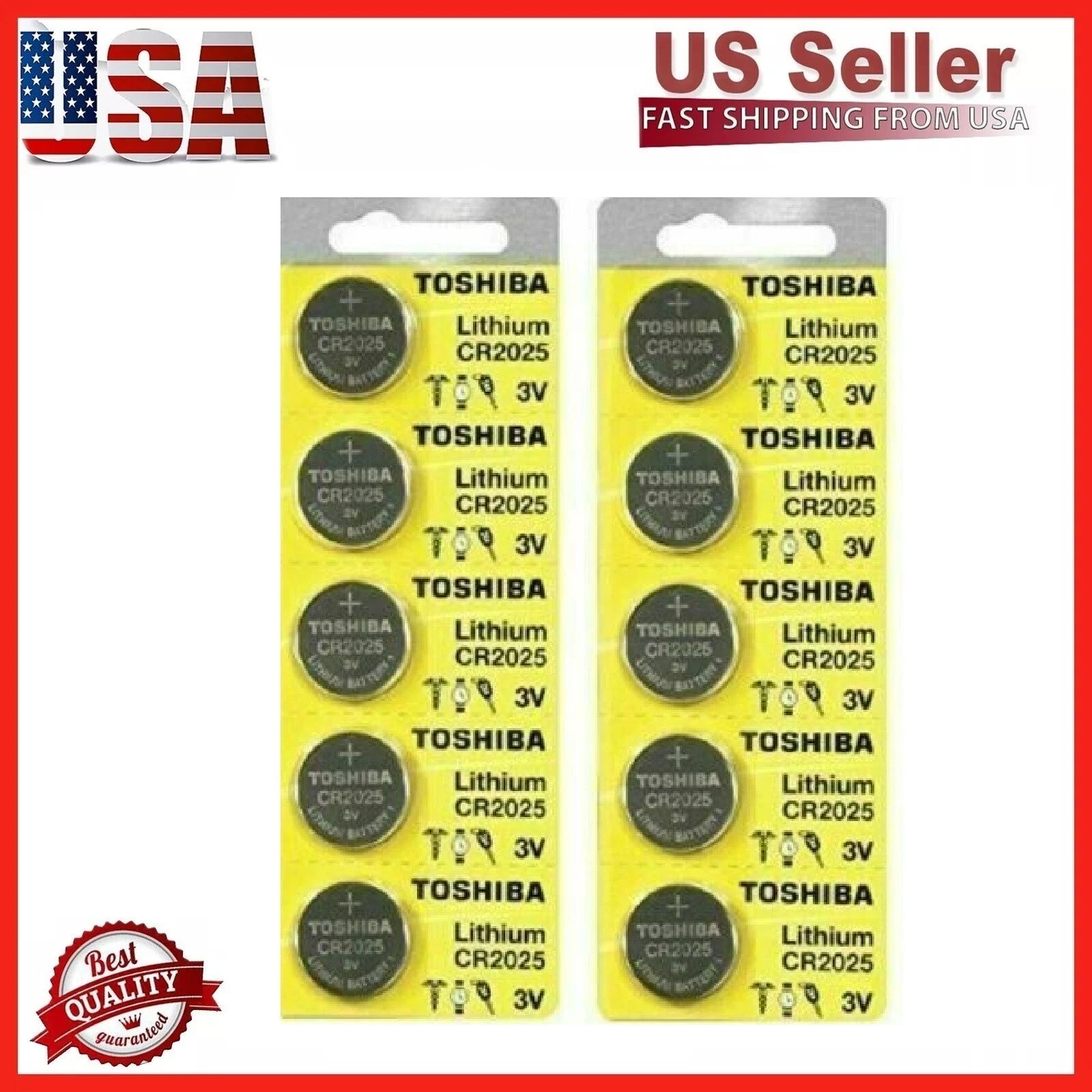 10 New Original Toshiba CR2025 CR 2025 3V LITHIUM BATTERY BR2025 DL2025 Watch