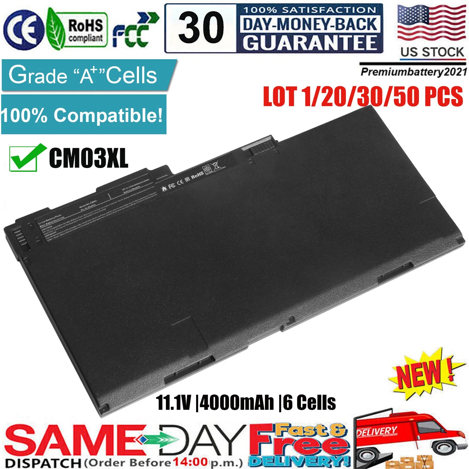 ?LOT CM03XL Battery For HP EliteBook 840 850 G1 G2,845 740 745 G1 G2 717376-001